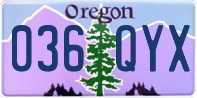 OR license plate 036QYX