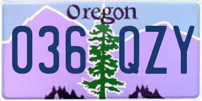 OR license plate 036QZY