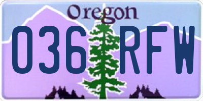 OR license plate 036RFW
