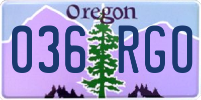OR license plate 036RGO