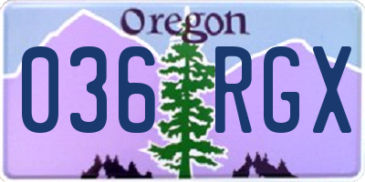 OR license plate 036RGX