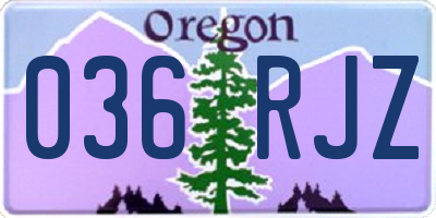 OR license plate 036RJZ