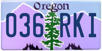 OR license plate 036RKI