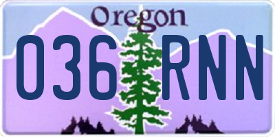 OR license plate 036RNN