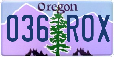 OR license plate 036ROX
