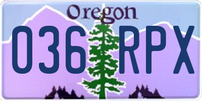 OR license plate 036RPX