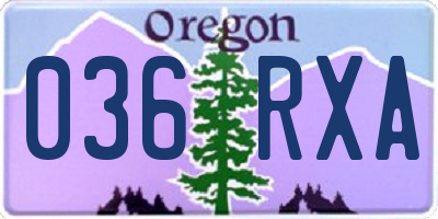 OR license plate 036RXA