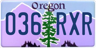 OR license plate 036RXR