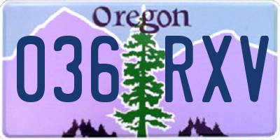 OR license plate 036RXV
