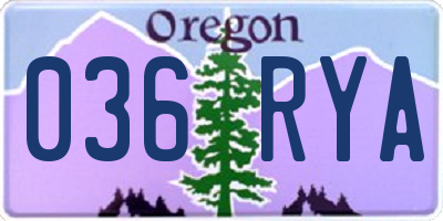 OR license plate 036RYA