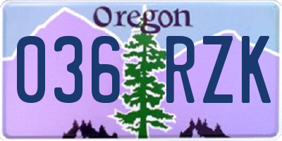 OR license plate 036RZK