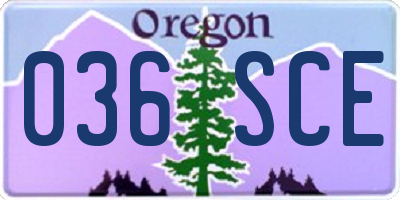 OR license plate 036SCE