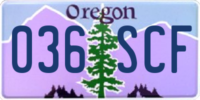 OR license plate 036SCF