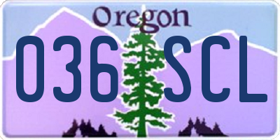 OR license plate 036SCL