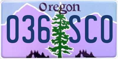 OR license plate 036SCO