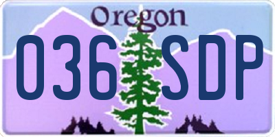 OR license plate 036SDP