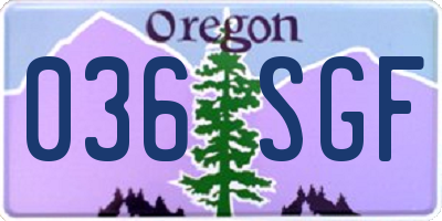 OR license plate 036SGF