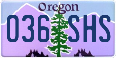 OR license plate 036SHS