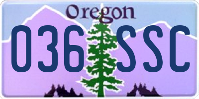 OR license plate 036SSC
