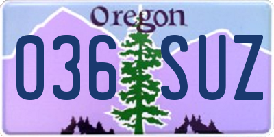 OR license plate 036SUZ