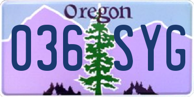 OR license plate 036SYG