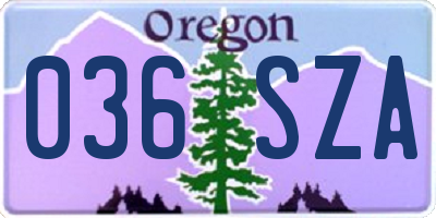 OR license plate 036SZA