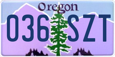 OR license plate 036SZT