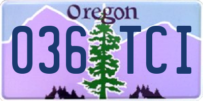 OR license plate 036TCI