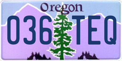 OR license plate 036TEQ