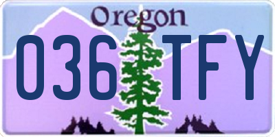 OR license plate 036TFY