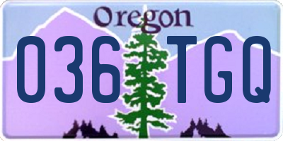 OR license plate 036TGQ