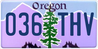OR license plate 036THV