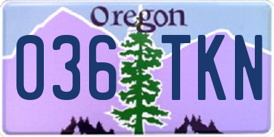 OR license plate 036TKN