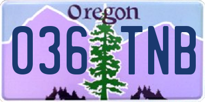 OR license plate 036TNB