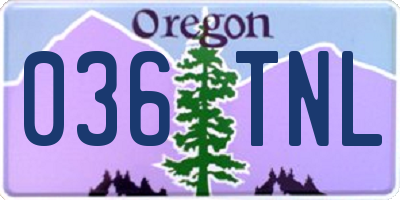 OR license plate 036TNL