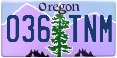 OR license plate 036TNM