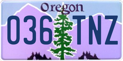 OR license plate 036TNZ