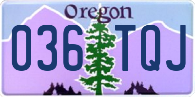 OR license plate 036TQJ