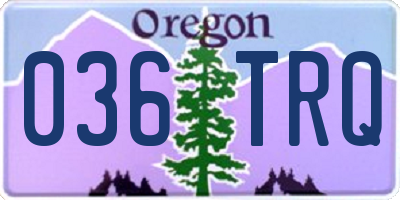 OR license plate 036TRQ