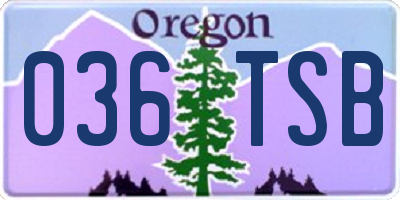 OR license plate 036TSB
