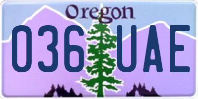 OR license plate 036UAE