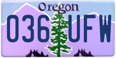 OR license plate 036UFW
