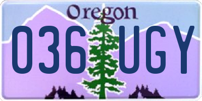 OR license plate 036UGY