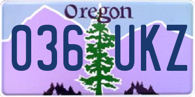 OR license plate 036UKZ