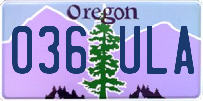 OR license plate 036ULA