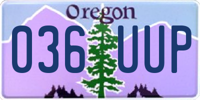 OR license plate 036UUP