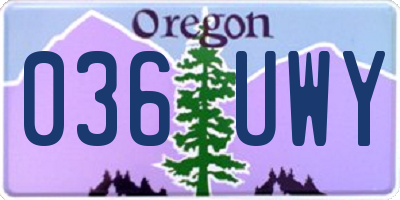 OR license plate 036UWY