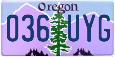 OR license plate 036UYG