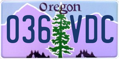 OR license plate 036VDC