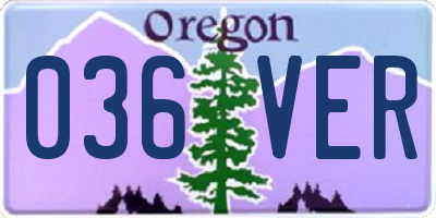 OR license plate 036VER